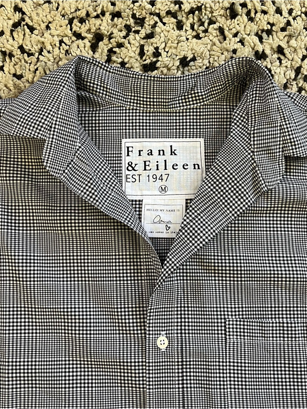 Frank & Eileen Oona Continuous Sleeve Black White Plaid Button Down Shirt Medium